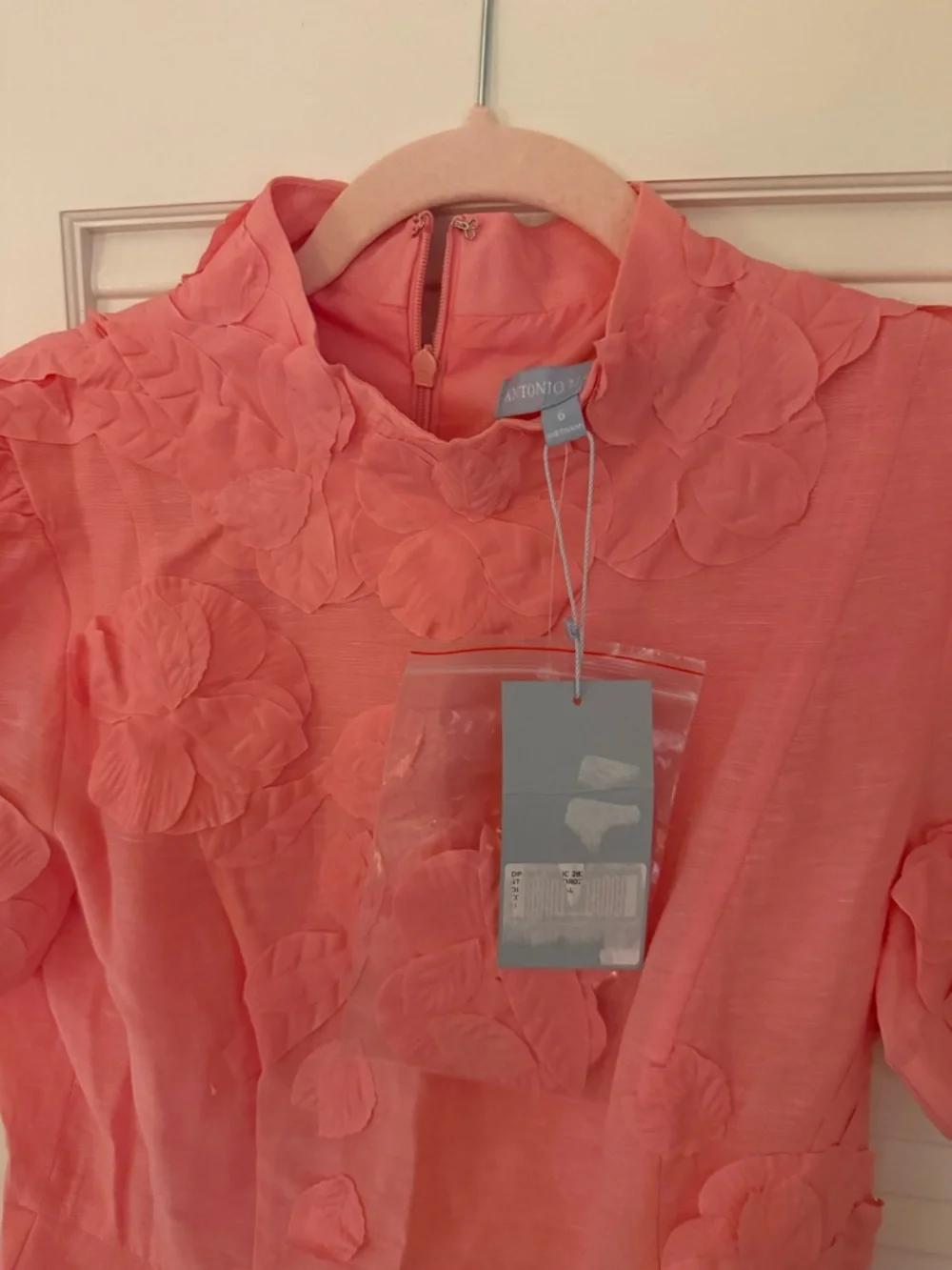 ANTONIO MELANI Pink Floral-Appliqué Fit & Flare Midi Dress - Picture 4 of 5